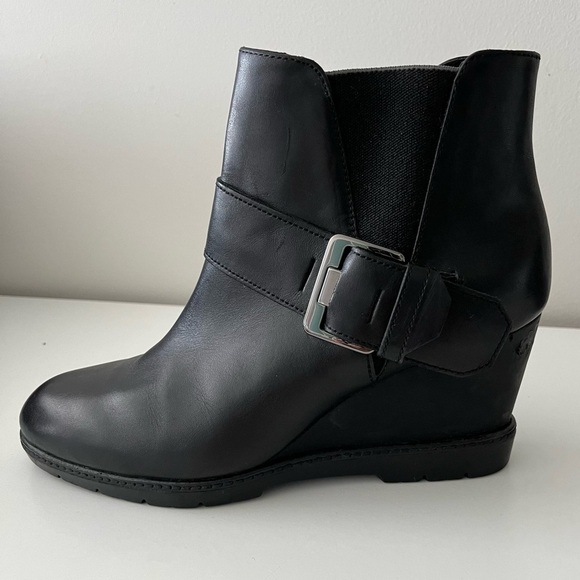 Geox Respira Italian Patent Wedge Zipper Buckle Ankle Boots-Black-Women EU 39 - Picture 7 of 16